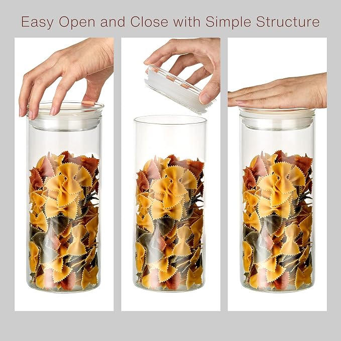 ZENS Glass Canisters Jar with Lid, Airtight Sealed 15 Fluid Ounce Spice Jars Sets of 2, Clear Small Kitchen Storage Containers for Herbs,Tea 4.76 x 3.15 IN