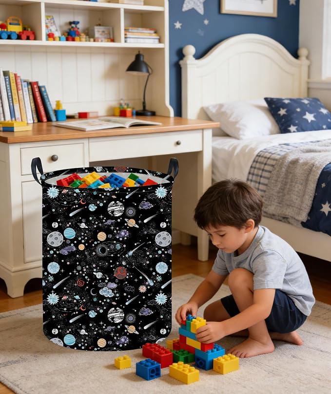 Moon and Stars Laundry hamper Baby Laundry Hamper Collapsible Canvas Waterproof Storage Bin for Kids Clothes Organizer Basket Clothes hamper Star Room Decor(Moon)