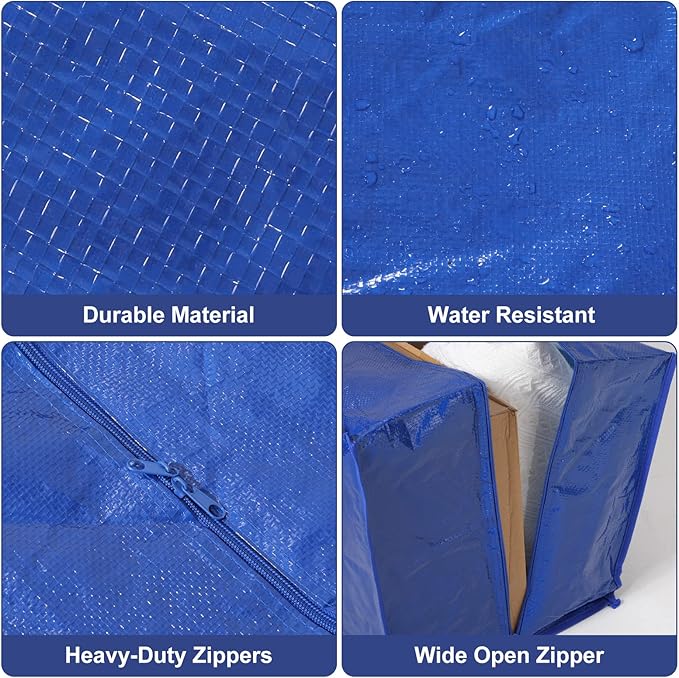 Mixweer 16 Packs Oversized Storage Bag Extra Large Heavy Duty Moving Bags with Reinforced Handles 29 x 14 x 13 Inch Tote Bags Bulk for Moving Boxes Clothes Travel Attics Supplies (Dark Blue)