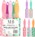 5pc Retro Mini Lint Roller Value Pack - Colorful Compact Rollers for Travel | Pet Hair & Lint Remover for Clothing & Household Use. Portable On-the-Go Lint Removers