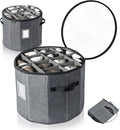 Shoe Storage Box for Women – 15.7" x 13" Grey Round Cylindrical Boot Organizer with Clear Lid, Foldable Closet Shoe Box with Adjustable Dividers, Space-Saving Design Fits Heels, Sneakers & Ankle Boots