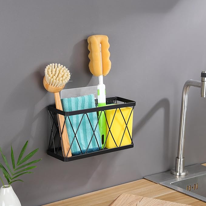 YIGII Adhesive Cabinet Door Organizer, Wall Mount Lid Organizer for Tupperware Storage, Cabinet Door Storage with Tumbler Lid Hook for Kitchen, Pantry, Under Sink, Matte Black