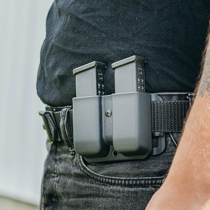 OWB Double Mag Pouch for Glock 17, 19, 22, 23 & More - USA Made - Signature Double Magazine Carrier with Tek-Lok Belt Attachment Clip by Blade-Tech Holsters