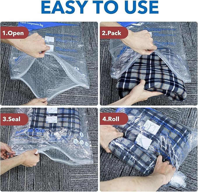 Vacuum Seal Bags for Clothing Travel & Home Storage, travel vacuum bags with pump, Store Blankets, Comforters, Pillows, Seasonal Clothes Compactly,36 Pack With Electric Pump