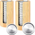 2 Pack Bamboo Mason Jar Lid Organizer for Wide & Regular Mouth Lids | Wide & Regular Mouth • Lid Holder & Organizer • Countertop Storage • Cabinet & Pantry Use • Easy Access • Space Saving