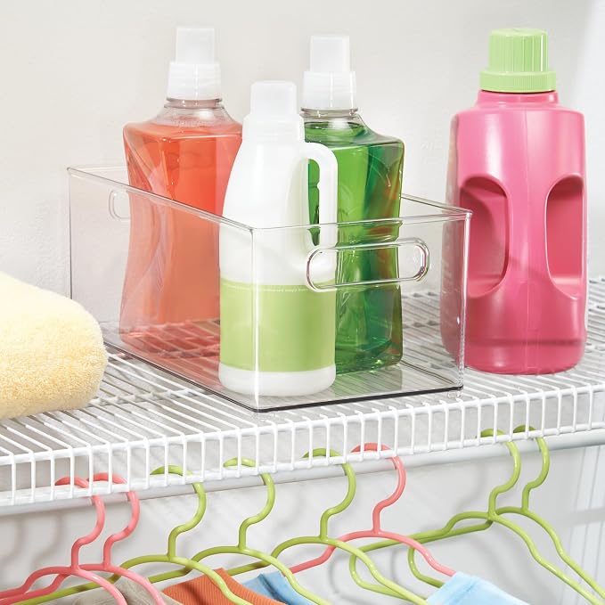 iDesign Stackable Fridge Bin, Set of 2, Clear | Kitchen Storage Bin, For Pantry, Cabinets, or Fridge