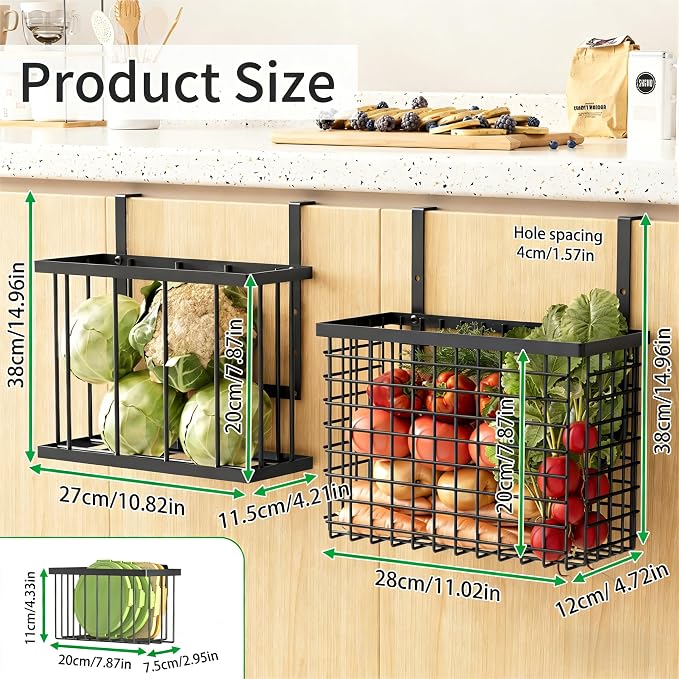 DTUQYX 3 Pack Over Cabinet Door Organizer - Adjustable Cabinet Door Organizer with Towel Rack,Hanging Over the Door Organizer for Cutting Board, Plastic Wrap, Aluminum Foil, Cleaning Supplies, Baking