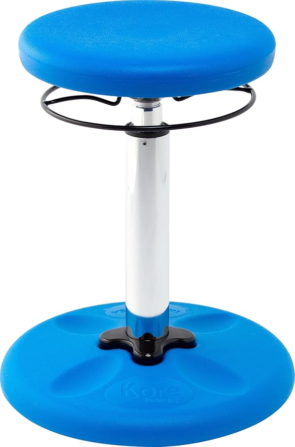 Kore Adjustable Height Wobble Chair, Active Sitting for Children, Kids, Teens: Better Than a Balance Ball, Flexible Classroom Seating, Adjusts from 16.5 to 24 inches, Blue