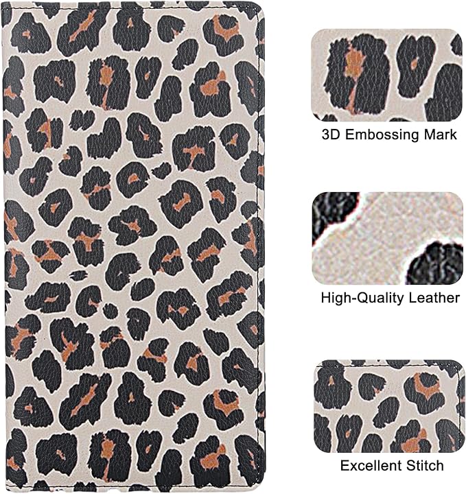 LumiMokki Premium Car Registration & Insurance Card Holder with Magnetic Shut, Vehicle Glove Box Car Organizer - For Documents, Cards, License (Leopard A)
