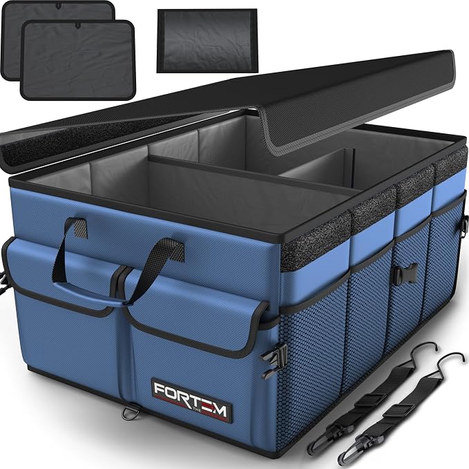 FORTEM Trunk Organizer For SUV Car Trunk Organizer, Foldable Storage, Car Accessories for Women Men, Collapsible Bag, 600D Oxford, Non Slip Bottom, Straps, Soft Cover (50L)
