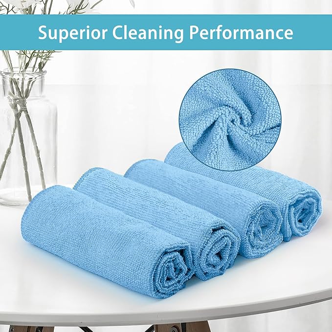 HOMEXCEL Blue Cleaning Rags 5 Pack, Highly Absorbent Microfiber Cleaning Cloth for Kitchen, Lint Free, Scratch-Free, Reusable Microfiber Towels for House, Window and Glass, Cars, 11.5 X11.5 inch