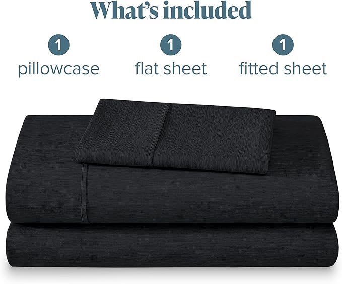 Bare Home Twin Sheet Set - 1800 Ultra-Soft Microfiber - Double Brushed - Deep Pockets - Easy Fit - Extra Soft - 3 Piece Set - Bed Sheets (Twin, Heathered Black)