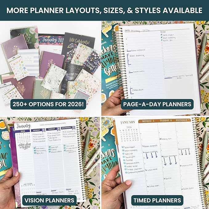 bloom daily planners 2026 Planner (January to December) - 8.5” x 11” Weekly & Monthly Dated Agenda Organizer Book with Stickers & Tabs - Flexible Soft Cover - Eucalyptus, Green
