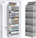 WISELIFE Over the Door Organizer Storage with 5 Large Pockets and Clear Windows, Hanging Organizer for Nursery Bedroom Bathroom Pantry Closet and Baby Essentials, Grey