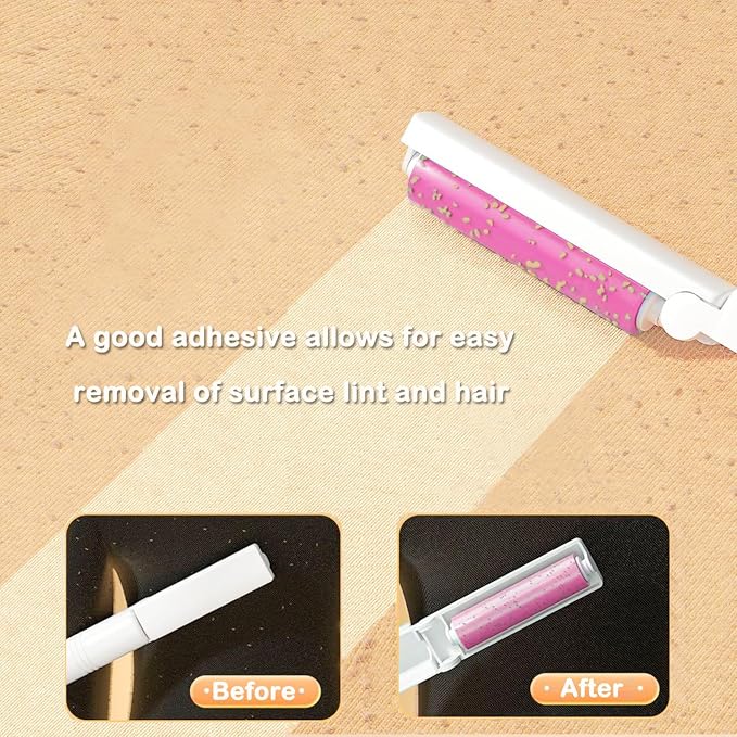 Washable Gel Lint Roller 3 Pack, Large & Mini Pet Hair Remover, Pink | Reusable & Sticky Gel Surface, With Protective Covers, For Clothes & Home Use, Easy Cleaning