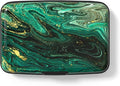 Credit Card Holder for Women, Small RFID Metal Credit Cards Wallets Cute Business Card Holder Pocket ID Case, Green Gold Marble