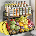 Magnetic Shelf for Fridge with Wood Lid, Fruit Potato and Onion Storage Bins, Pantry Organizers and Storage, Strong Magnetic Spice Rack for Refrigerator, Kitchen Counter and Laundry Room (X-Large)