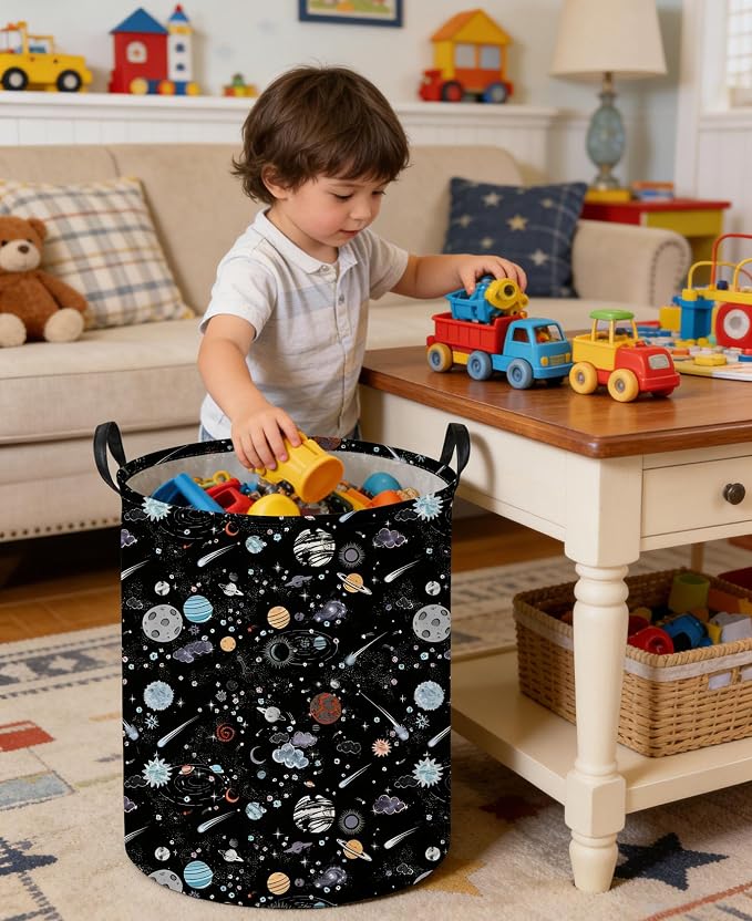 Moon and Stars Laundry hamper Baby Laundry Hamper Collapsible Canvas Waterproof Storage Bin for Kids Clothes Organizer Basket Clothes hamper Star Room Decor(Moon)