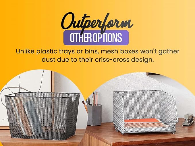 YBM HOME Kitchen Pantry Organizer Wire Baskets for Shelves, Cabinets, Pantry, Countertop, Mesh Open Storage Bin Metal Basket for Organizing Food Supplies, 6 Pack, 12.1x7.8x5.8
