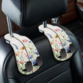Blusabaca 2PCS Car Seat Headrest Hooks, Purses Bags Holder, Vibrant Floral | PU Leather, Double Metal Back Storage Hangers for Grocery Bags Handbags Bottles Coats Phones, Car Accessories Organization