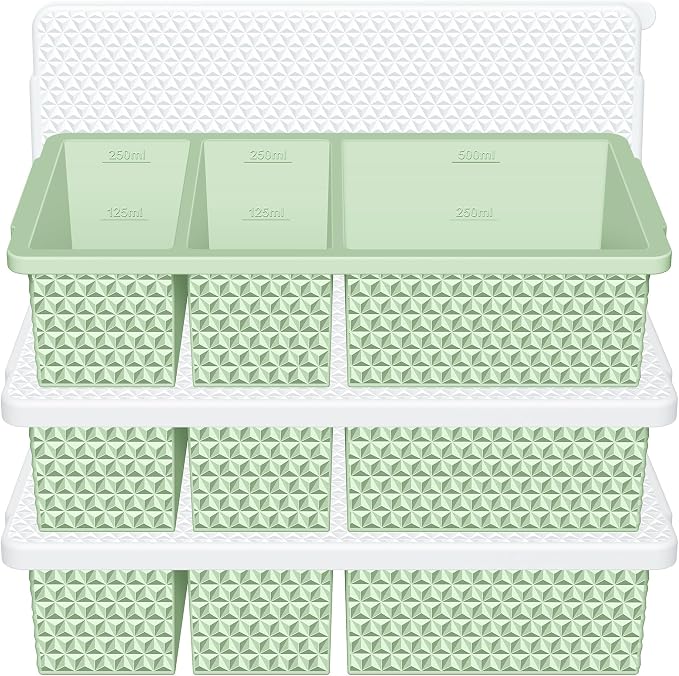3 Pack - Silicone Freezer Trays with Lid, 1-Cup & 2 Cup Freezer Molds, Silicone Food Storage Containers for Meal Prep, Freezing Soup Sauce, Broth Leftovers