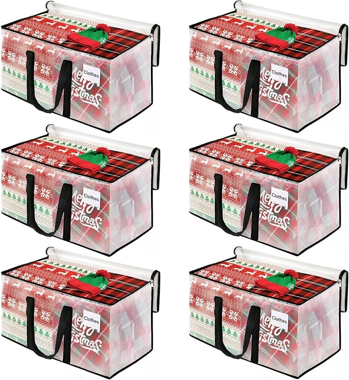 BlissTotes Moving Bags, 93L 6-Pack Storage Bags, Moving Box Heavy Duty Extra Large, Moving Totes with Zipper, Large Packing Bag with Reinforced Handles, Boxes for Packaging Moving
