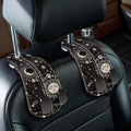 Blusabaca 2PCS Car Seat Headrest Hooks, Purses Bags Holder, Sun and Moon | PU Leather, Double Metal Back Storage Hangers for Grocery Bags Handbags Bottles Coats Phones, Car Accessories Organization