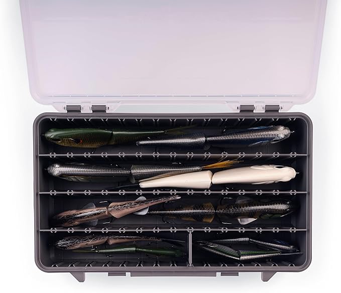 Plano StowAway 3700 Deep Stow Tackle Box, with Corrosion-Preventive Rustricor, Single Latch Design, Transparent DuraView Lid, Stackable Storage for Fishing Bait, Lures and Gear