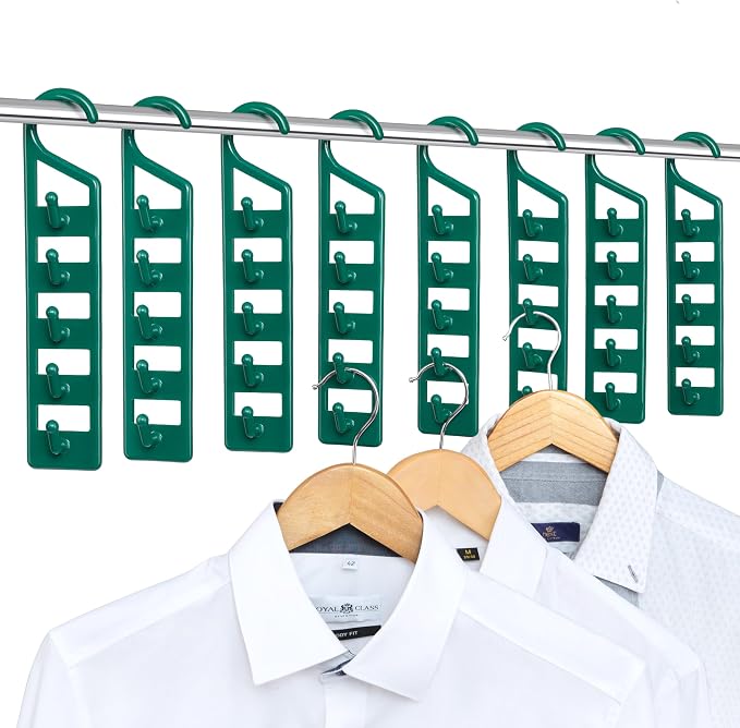 CraftyCrocodile Space Saving Hangers for Clothes - 8 in Pack, Heavy Duty Plastic, Multi Closet Space Savers for Shirts, Pants, Jeans, Sweaters - Hanger Organizer Space Saver