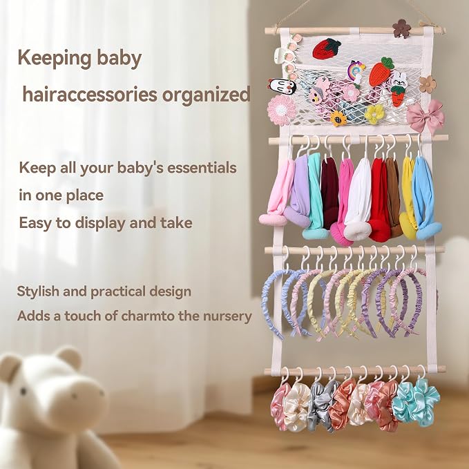 YOcity Headband Holder Organizer for Girls' Hair Bows Holder | Hair Bows Toddler Headband Accessories Organizer Bow Hanger Storage for Nursery Girls' Room Wall Decor