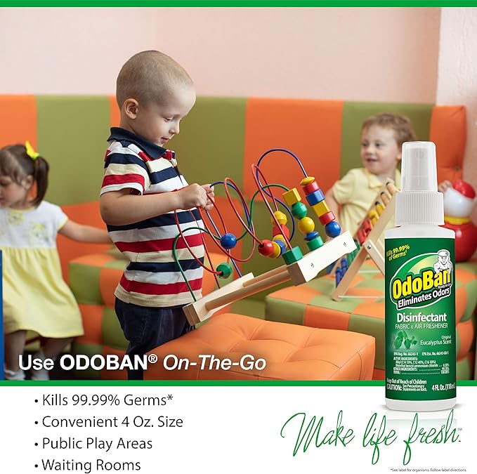 OdoBan Ready-to-Use Disinfectant and Odor Eliminator, Set of 3, 4 Ounce Travel Spray, 32 Ounce Spray, 1 Gallon Concentrate, Original Eucalyptus Scent