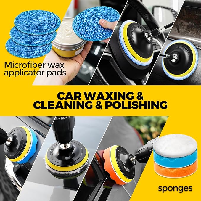 Holikme 22Pack Drill Brush Attachments Set, Scrub Pads & Sponge, Buffing Pads, Power Scrubber Brush, Car Polishing Pad Kit,Wax Applicator Pad,Car Cleaning Kit,Cleaning Supplies,Masonry Brushes,White | Buffing Sponges, Nylon Grout Tools, Microfiber Wax ...