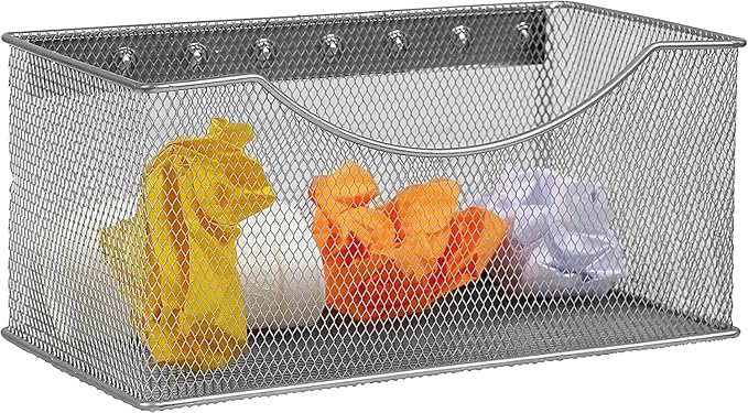 YBM Home Magnetic Basket Storage Organizer with 16 Strong Magnets for Metal Desk, Fridge, Whiteboard, and Wall Locker Accessories, Large (4-Pack)