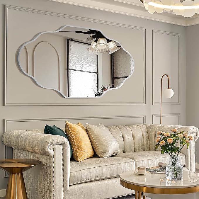 Dorlicecass Wall Mirror for Bathroom - Silver Mirror Wall Decor 24" x 36"Modern Mirror Wall Decor with Aluminum Alloy Frame for Bathroom, Bedroom, Living Room, Dining Room, Cloakroom, Entryway