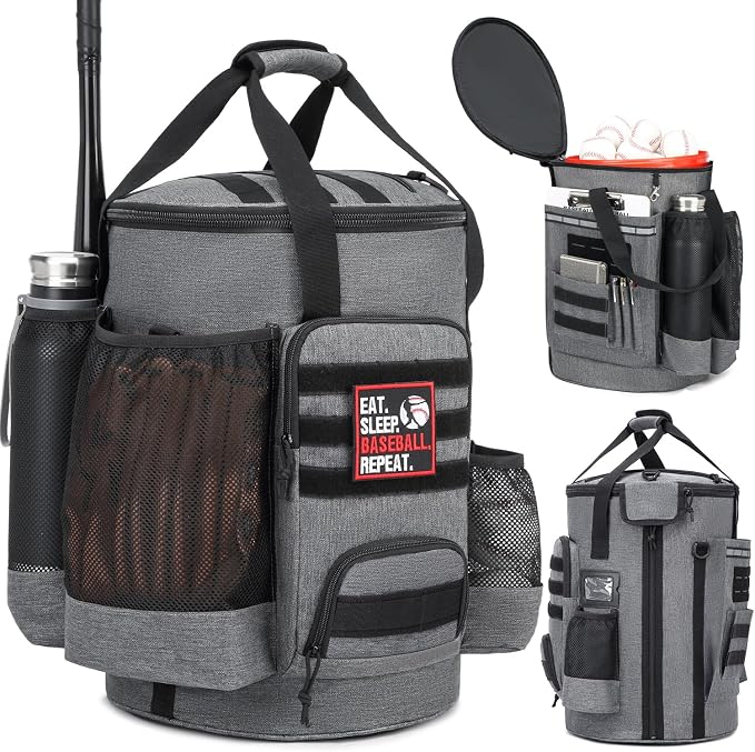 Baseball Bucket Bag, Softball Coaches Bags Fit 6 Gallon Buket | Baseball Coaching Accessories Organizer with Anti-Slip Bottom & Multiple Pockets for Bat, Gloves, Scoreboards