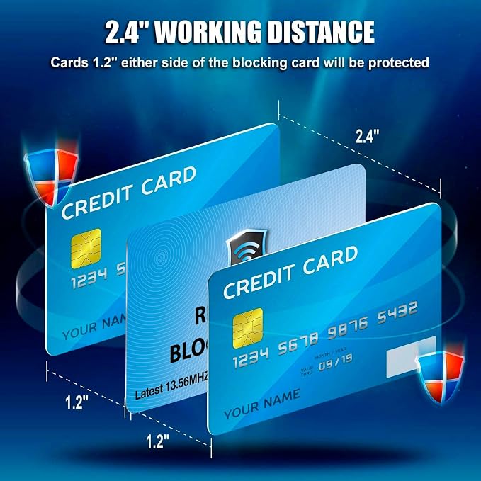 SaiTech IT 2 Pack RFID Blocking Card for Credit Debit ID Card, Sky Blue | Slim Anti-Theft Contactless NFC RFID Blocker Protector, Easily Fit into Wallet and Purse, for Men & Women