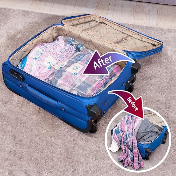 MEIQIHOME Vacuum Storage Bags, Space Saver Sealer Bags,Vacuum seal bags for clothing, Pillows, Comforters, Blankets, Bedding,Travel,8 COMBO