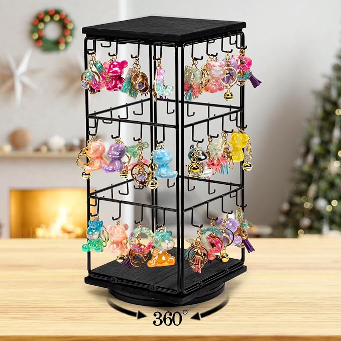 360 Rotating Earring Display Stands for Selling, Earring Rack Display Holder Stand, Jewelry Display for Selling Earring Cards, Necklaces, Rings, Bracelets, Hair Accessories (2 Pack)