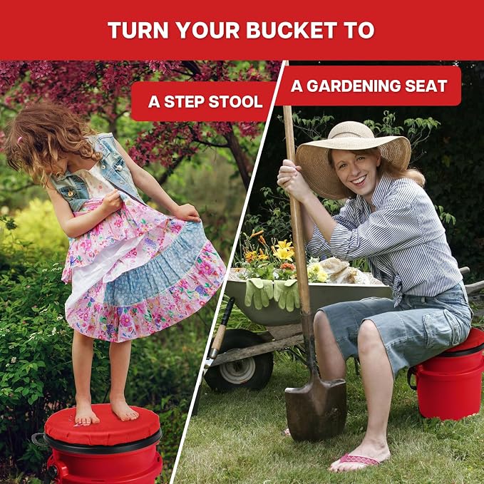 5 Gallon Bucket Seat for Yeti, Swivel Lid With Padded Top for Cozy Sitting, Cushion for Outdoor Fishing, Hunting, Gardening, Camping, Car Washing, Softball Training