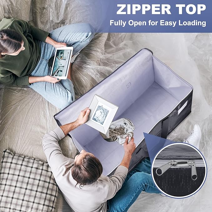 StorageRight Heavy Duty Moving Boxes-Moving Bags with Zipper, Reinforced Handles and Tag Pocket-Collapsible Moving Supplies-Totes for Storage Great for moving, Storage and Travel 93L(Gray-4 Pack)