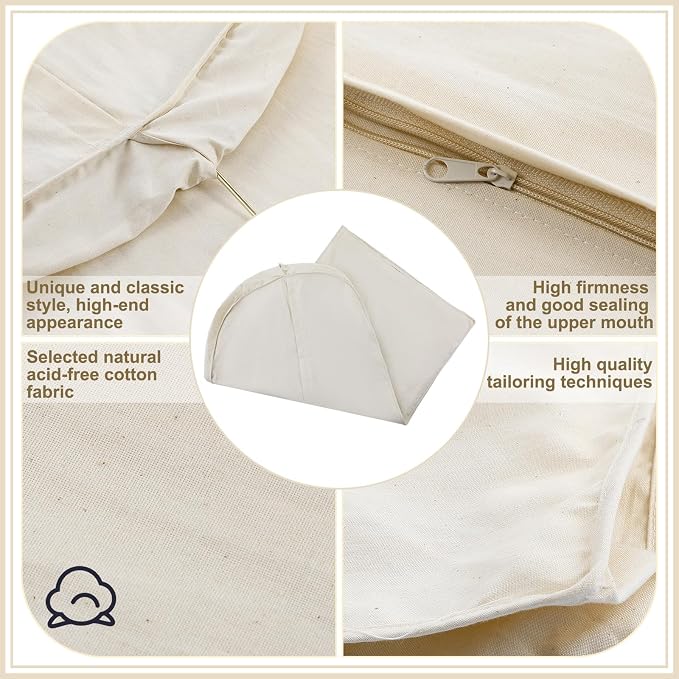 3 Pcs 42 Inch Acid Free Cotton Muslin Suit Garment Bag Long Dress Suit Storage Box Closet Organizer for Suits, Coats, Travel Bag
