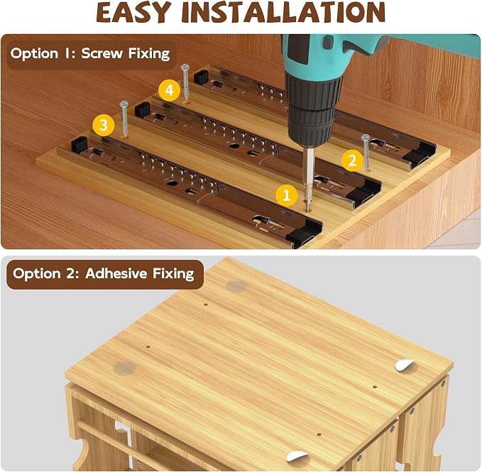 Jolitac Bamboo Pull Out Spice Rack for Cabinet, Slide Out Drawers | 2 Drawers (1.85" Wide), Space-Saving Vertical Organization, Easy to Install, 6" Wide, 2 Drawers, 2-Tier