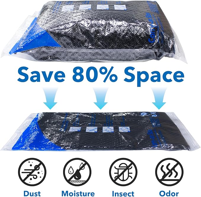 MEIQIHOME Vacuum Storage Bags, Space Saver Sealer Bags for Clothing, Pillows, Comforters, Blankets, Bedding, Travel, 12 Roll Bags, PA+PE Material