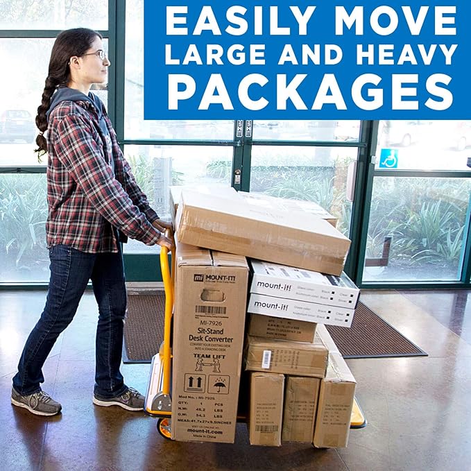 Mount-It! Heavy Duty Folding Hand Truck Dolly Platform Truck, 660 lb Flatbed Cart with Wheels, Foldable Platform Cart with 360° Swivel Casters, Push Cart for Moving Boxes & Furniture (MI-921)