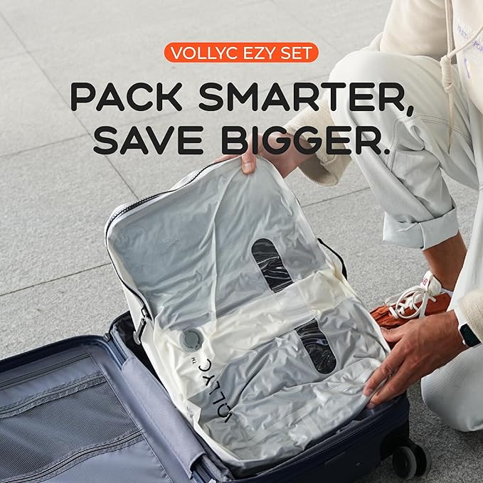 Travel Vacuum Bags with Pump, 25L Large Capacity Vacuum Bags for Travel, IPX7 Waterproof, Open Zipper, Reusable Travel Essentials Compression Bags for Luggage Backpack Suitcase Home Storage