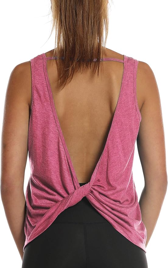 icyzone Women's Open Back High Neck Workout Athletic Gym Tank Tops