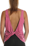 icyzone Women's Open Back High Neck Workout Athletic Gym Tank Tops