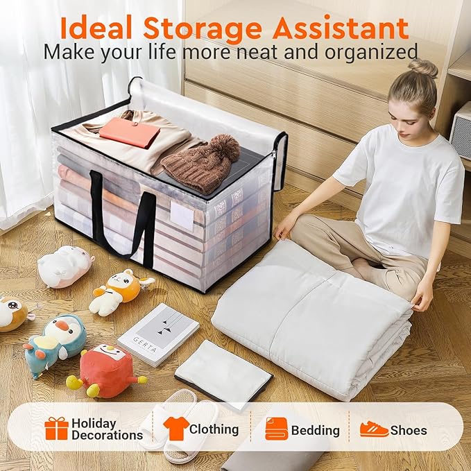 BlissTotes Moving Bags, 125L 2-Pack Storage Bags, Moving Box Heavy Duty Extra Large, Moving Totes with Zipper, Large Packing Bag with Reinforced Handles, Boxes for Packaging Moving