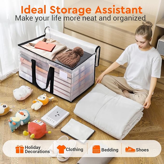 BlissTotes Moving Bags, 76L 10-Pack Storage Bags, Moving Box Heavy Duty Extra Large, Moving Totes with Zipper, Large Packing Bag with Reinforced Handles, Boxes for Packaging Moving