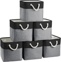 Cube Storage Bins, Collapsible Fabric Storage Cubes Bins, 11 Inch Cube Storage Bins with Handles, Foldable Storage Cubes (Black/Gray, 6Pack)